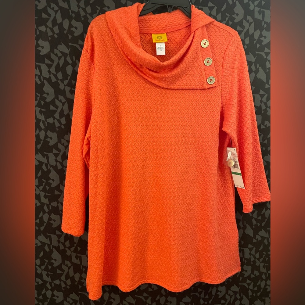 NWT Ruby Road. Orange Cowl Neck Top
